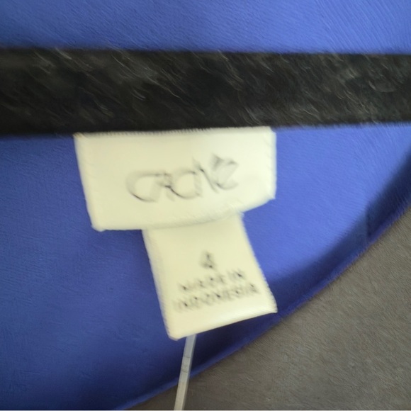 Cache 4 Royal Blue Black Color-block Cocktail Pleated Sleeveless Sheath Dress - Picture 7 of 8